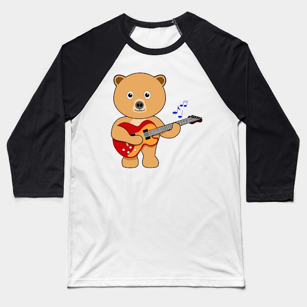 Bear and the Guitar Baseball T-Shirt by denip